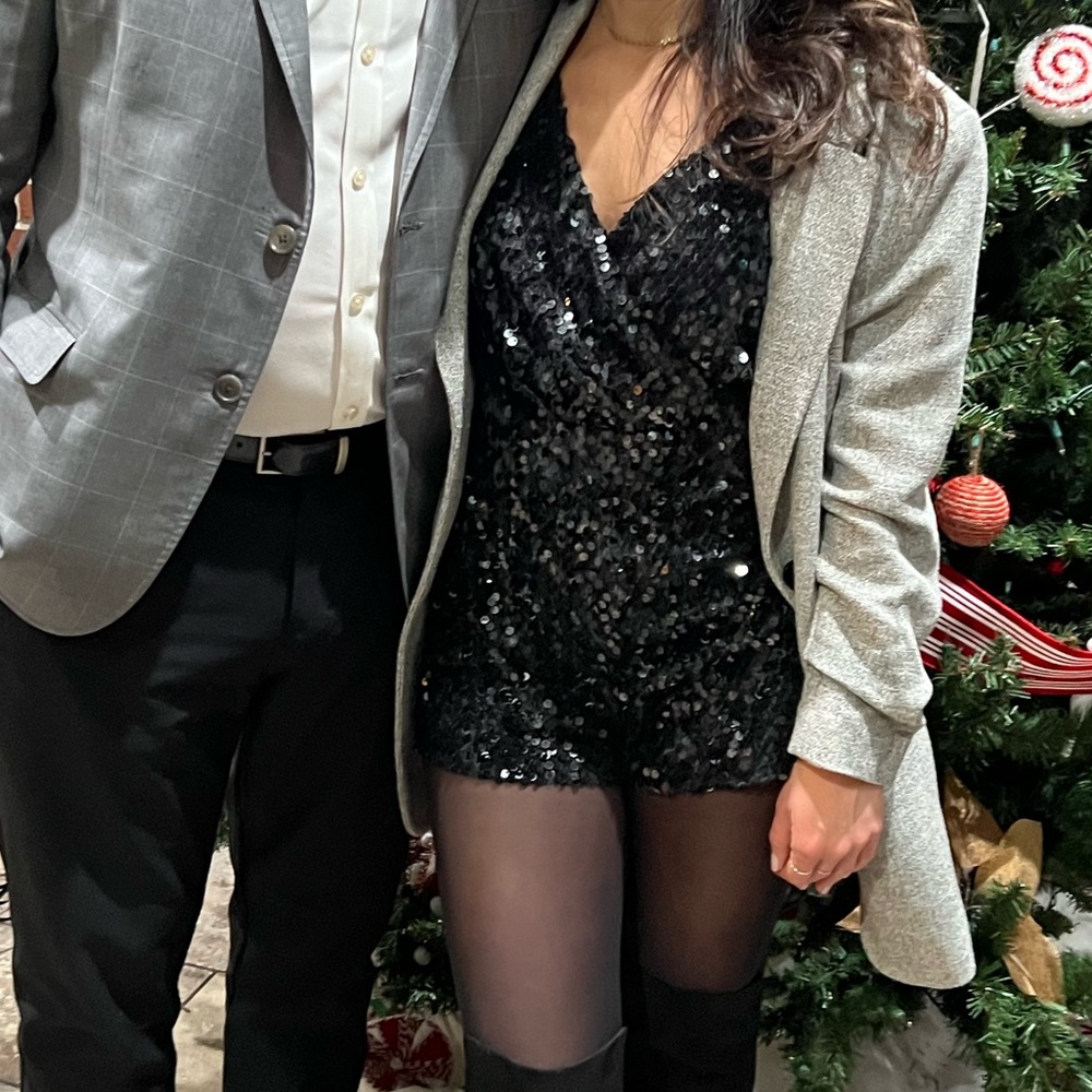 Black Sequin Romper - image 3